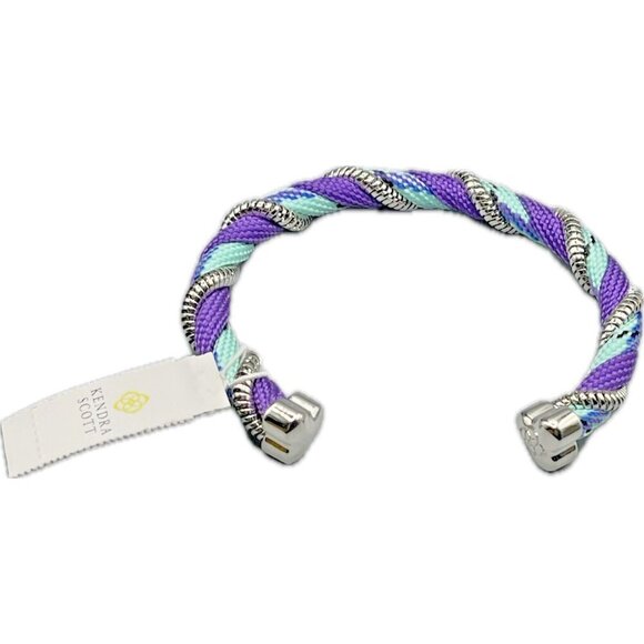 Kendra Scott Purple-Teal Hand Wrapped Rhodium Plated Adjustable Cuff Bracelet - Picture 2 of 3